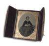 (UNION AND OVERSIZE CASES) Whole-plate ambrotype portrait in a special double-fold, freestanding leather case